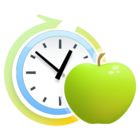 Illustrasjon av klokke og eple